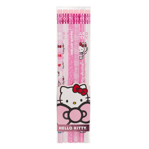 Set de 6 lápices HB Hello Kitty con diseños variados en estuche de plástico