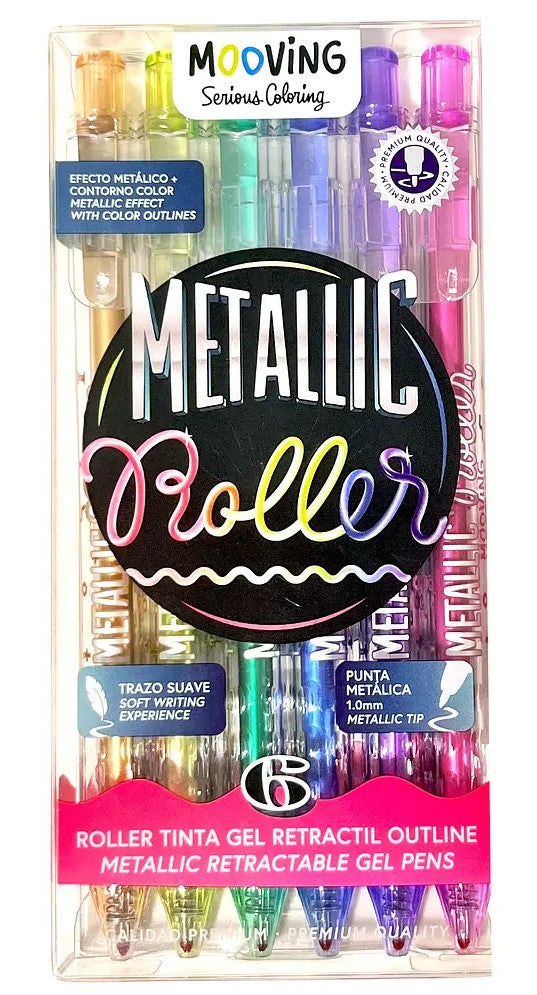 Roller tinta gel Metallic Roller x 6 Mooving