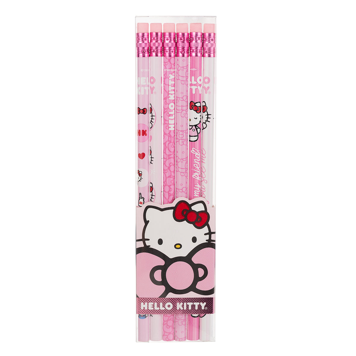 Set de 6 lápices HB Hello Kitty con diseños variados en estuche de plástico